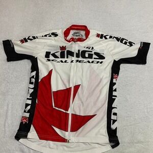 Louis Garneau cycling jersey Men Medium, women XL redwhite short sleeves. SKU245